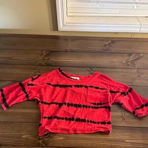 Peach Love California Red and Black Tie-Dye Blouse